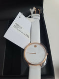 Buy Shop Movado 70th Anniversary Limited Edition White Dial White Leather Strap Watch For Women - 0607138 USA Online