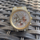 Buy Shop Michael Kors Ritz Three-Hand Glitz Crystals Gold Dial Gold Steel Strap Watch for Women - MK6747 USA Online