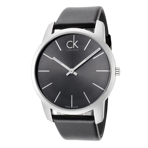Buy Shop Calvin Klein City Grey Dial Black Leather Strap Watch For Men - K2G21107 USA Online