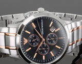 Buy Shop Emporio Armani Renato Chronograph Black Dial Two Tone Steel Strap Watch For Men - AR11165 USA Online