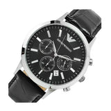 Buy Shop Emporio Armani Renato Chronograph Black Dial Black Leather Strap Watch For Men - AR2447 USA Online