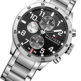 Buy Shop Tommy Hilfiger Cool Sport Multifunction Black Dial Silver Steel Strap Watch for Men - 1791141 USA Online