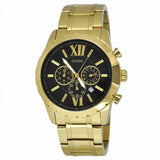Buy Shop Guess Optic Multifunction Black Dial Gold Steel Strap Watch for Men - W0193G1 USA Online