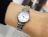 Buy Shop Emporio Armani Gianni Blue Dial Silver Steel Strap Watch For Women - AR1961 USA Online