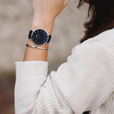 Buy Shop Daniel Wellington Classic Sheffield Black Dial Black Leather Strap Watch For Women - DW00100145 USA Online
