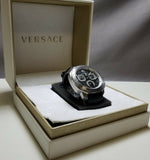 Buy Shop Versace Dylos Analog Black Dial Black Leather Strap Watch for Men - VQC010015 USA Online