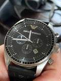 Buy Shop Emporio Armani Sportivo Chronograph Black Dial Black Rubber Strap Watch For Men - AR0527 USA Online