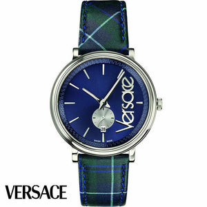Buy Shop Versace V-Circle The Clans Edition Blue Dial Blue & Green Leather Strap Watch for Women - VEBQ00118 USA Online