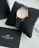 Coach Delancey Ivory Dial Navy Blue Leather Watch For Women - 14502749