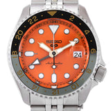 Seiko 5 Sports GMT Automatic Orange Dial Silver Steel Strap Watch For Men - SSK005K1