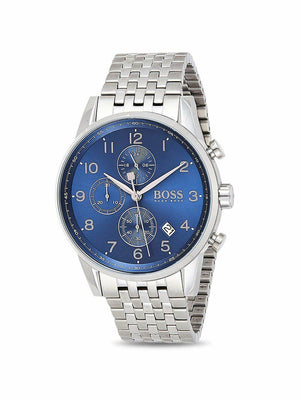 Buy Shop Hugo Boss Navigator Chronograph Blue Dial Silver Steel Strap Watch for Men - 1513498 USA Online