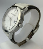 Buy Shop Burberry The City Silver Dial White Leather Strap Watch for Women - BU9019 USA Online