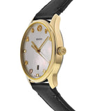 Buy Shop Gucci G-Timeless Mother of Pearl Dial Black Leather Strap Watch For Women - YA126589 USA Online