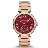 Buy Shop Michael Kors Skylar Maroon Dial Rose Gold Steel Strap Watch for Women - MK6086 USA Online