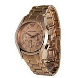 Emporio Armani Valente Chronograph Rose Gold Dial Rose Gold Steel Strap Watch For Men - AR0365