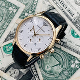 Buy Shop Emporio Armani Classic Chronograph White Dial Black Leather Strap Watch For Men - AR1892 USA Online