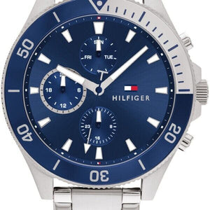 Buy Shop Tommy Hilfiger Larson Chronograph Blue Dial Silver Steel Strap Watch For Men - 1791917 USA Online