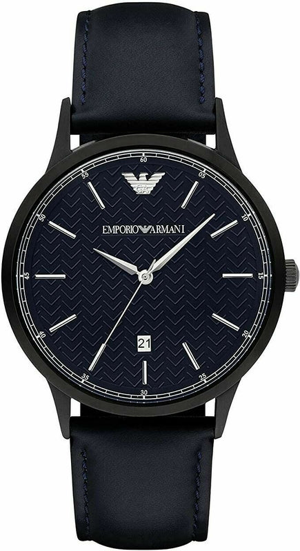 Buy Shop Emporio Armani Renato Quartz Blue Dial Blue Leather Strap Watch For Men - AR11190 USA Online