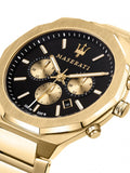 Buy Shop Maserati Stile 45mm Chronograph Black Dial Gold Steel Strap Watch For Men - R8873642001 USA Online