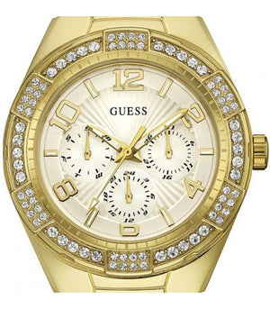 Buy Shop Guess Luna Diamonds White Dial Gold Steel Strap Watch for Women - W0729L2 USA Online
