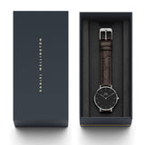 Buy Shop Daniel Wellington Classic Petite York Black Dial Brown Leather Strap Watch For Women - DW00100238 USA Online