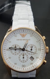 Emporio Armani Sportivo White Dial White Rubber Strap Watch For Men - AR5919