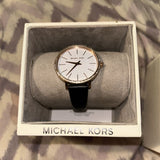 Buy Shop Michael Kors Pyper Three Hand White Dial Black Leather Strap Watch For Women - MK2835 USA Online