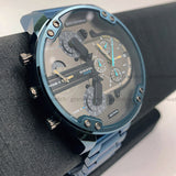 Buy Shop Diesel Daddy 2.0 Chronograph Grey Dial Blue Steel Strap Watch For Men - DZ7414 USA Online