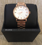 Marc Jacobs Baker White Dial Rose Gold Steel Strap Watch for Women - MBM3244