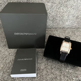Buy Shop Emporio Armani Gianni T Bar Quartz White Dial Black Leather Strap Watch For Women - AR11408 USA Online