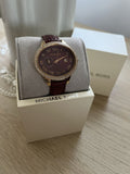 Buy Shop Michael Kors Whitley Quartz Burgundy Dial Burgundy Leather Strap Watch For Women - MK2430 USA Online
