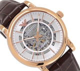 Buy Shop Emporio Armani Meccanico Silver Skeleton Dial Brown Leather Strap Watch For Men - AR1983 USA Online