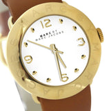 Buy Shop Marc Jacobs Amy White Dial Brown Leather Strap Watch for Women - MBM8574 USA Online
