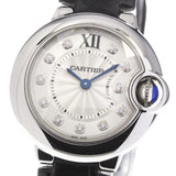 Buy Shop Cartier Ballon Bleu de Cartier Diamonds Silver Dial Black Leather Strap Watch for Women - W4BB0008 USA Online