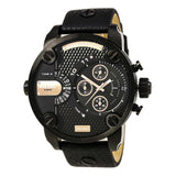 Buy Shop Diesel Little Daddy Chronograph Black Dial Black Leather Strap Watch For Men - DZ7291 USA Online
