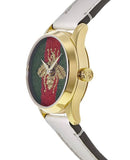 Buy Shop Gucci G Timeless Quartz Red & Green Dial Beige Leather Strap Watch For Women - YA1265009 USA Online