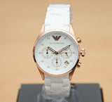 Emporio Armani Sportivo Silver Dial White Silicone Strap Watch For Women - AR5920