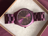 Buy Shop Michael Kors Slim Runway Quartz Purple Dial Purple Steel Strap Watch For Women - MK4507 USA Online