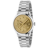 Gucci G Timeless Quartz Gold Dial Silver Steel Strap Watch for Women - YA1265035