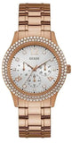 Buy Shop Guess Bedazzle Diamonds Silver Dial Rose Gold Steel Strap Watch For Women - W1097L3 USA Online