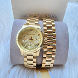 Buy Shop Michael Kors Runway Chronograph Analog Gold Dial Gold Steel Strap Watch for Women - MK7452 USA Online