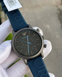 Buy Shop Emporio Armani Luigi Chronograph Black Dial Blue Rubber Strap Watch For Men - AR11023 USA Online