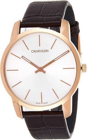 Buy Shop Calvin Klein City Silver Dial Brown Leather Strap Watch For Men - K2G21629 USA Online