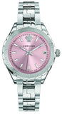 Versace Hellenyium Pink Dial Silver Steel Strap Watch for Women - V12010015