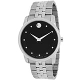 Buy Shop Movado Museum Diamonds Black Dial Silver Steel Strap Watch For Men - 606878 USA Online