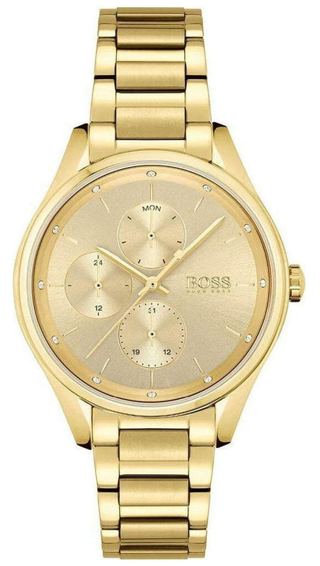 Buy Shop Hugo Boss Grand Course Gold Dial Gold Steel Strap Watch for Women - 1502584 USA Online