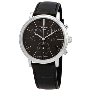 Buy Shop Tissot Carson Premium Chronograph Black Dial Black Leather Strap Watch For Men - T122.417.16.051.00 USA Online