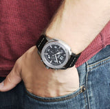 Buy Shop Fossil Modern Machine Chronograph Black Dial Black Leather Strap Watch for Men - FS4928 USA Online