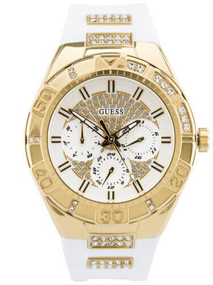 Buy Shop Guess Luna Diamonds White Dial White Rubber Strap Watch for Women - W0653L3 USA Online