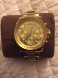 Buy Shop Michael Kors Brecken Chronograph Gold Dial Gold Steel Strap Watch For Women - MK6366 USA Online